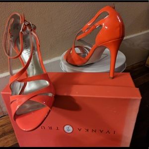 Almost Neon Orange Strappy Heels